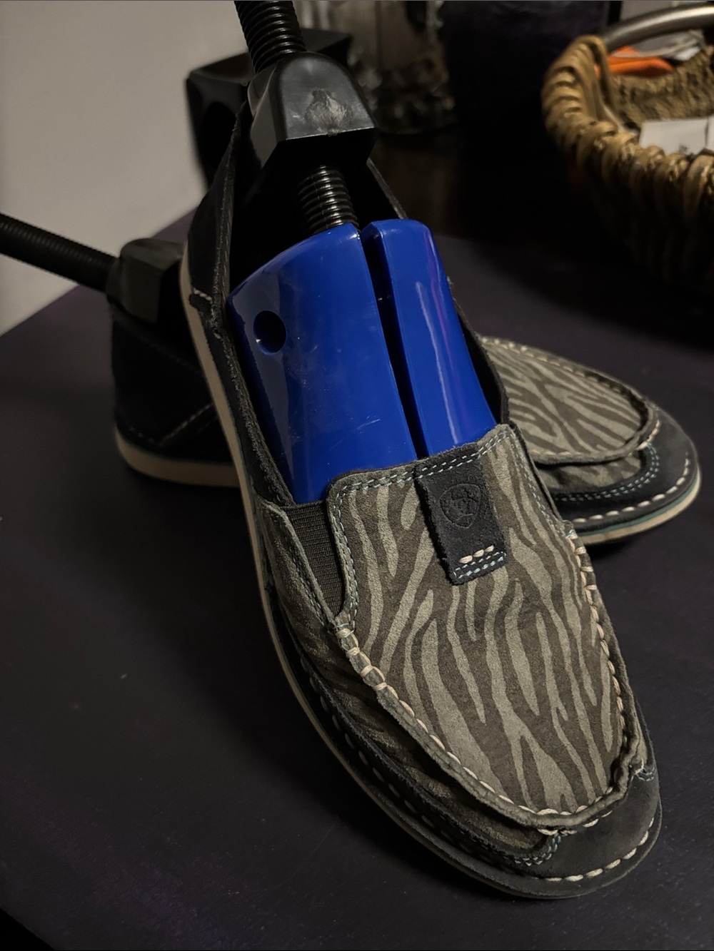 Ariat Zebra-Print Loafers in Black and Gray